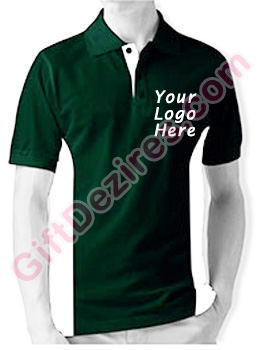 Designer Hunter Green and White Color Logo Printed T Shirts